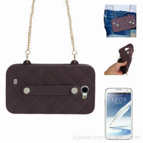 Unique Ladies' Dual-use Bag Style Plaid Texture Silicone Case with Hand Strap, OEM Orders Welcomed